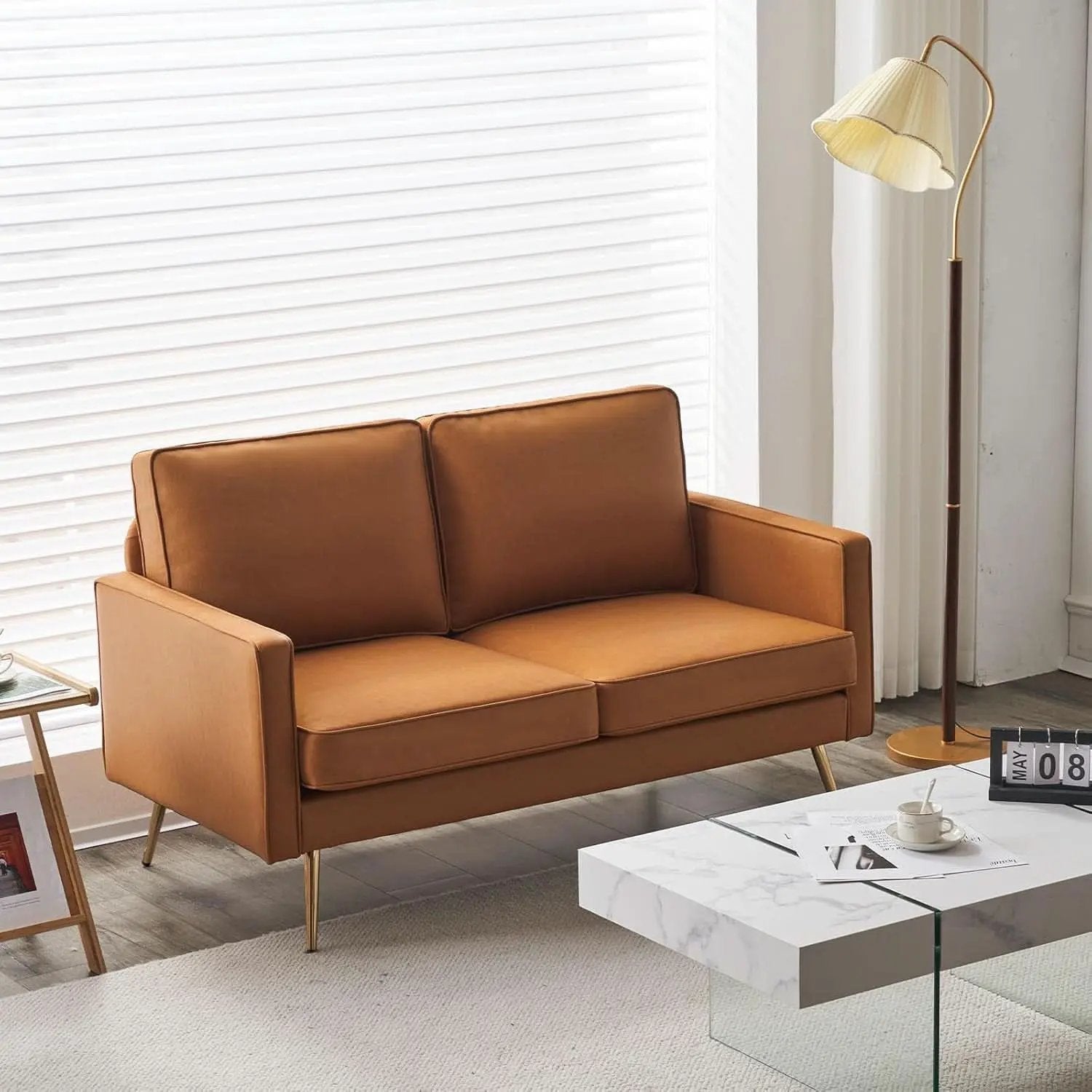 Modern 56 Inch PU Leather Loveseat for Small Spaces from PriceLows™