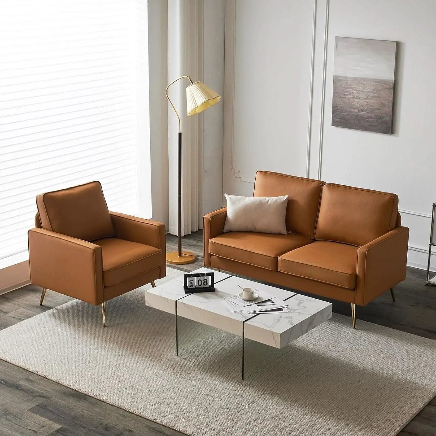 Modern 56 Inch PU Leather Loveseat for Small Spaces from PriceLows™
