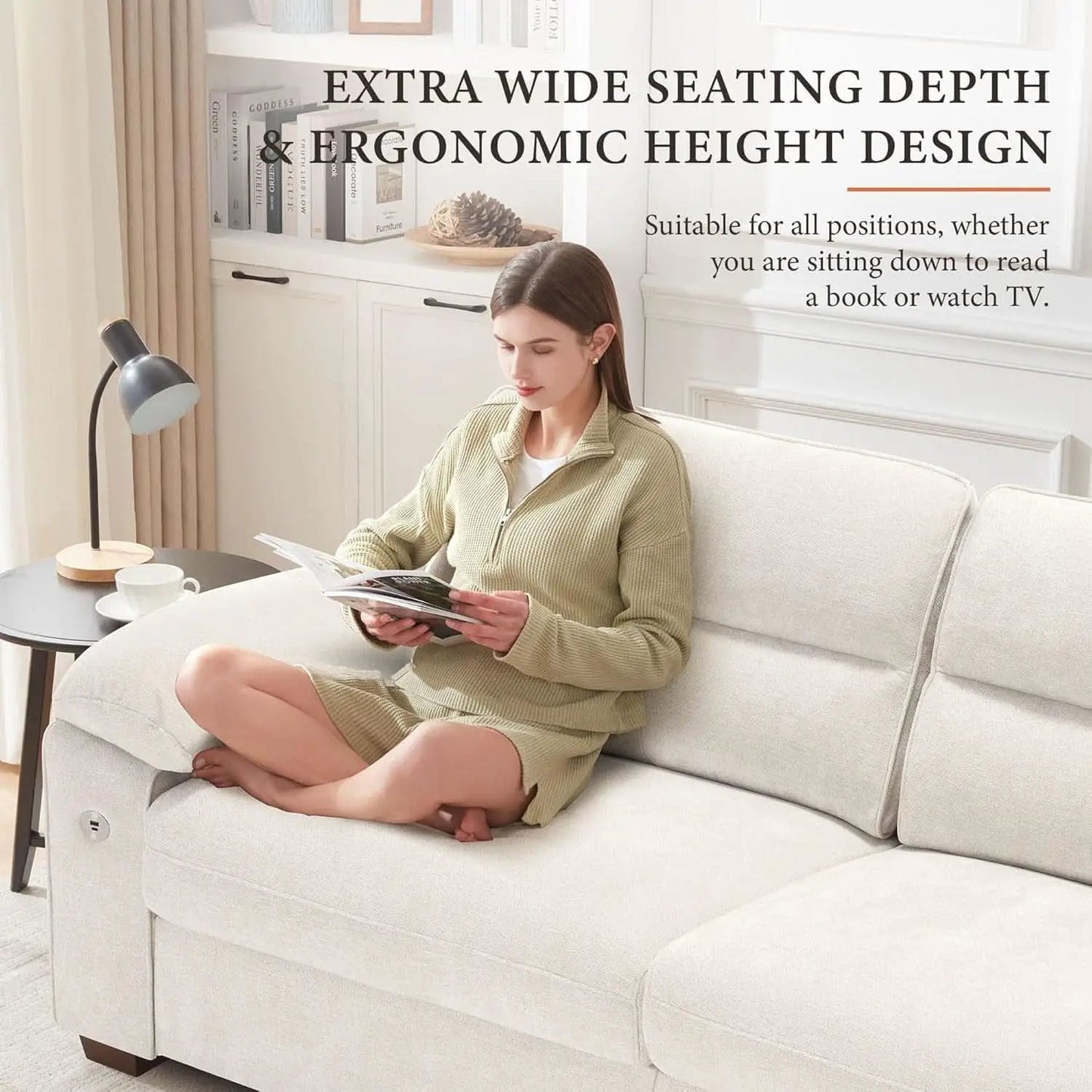 Modern 90.5 Inch Chenille Sofa With USB Charging from PriceLows™