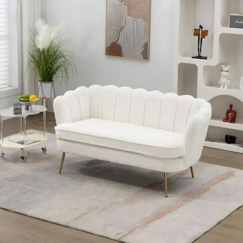 Modern Boucle Loveseat Sofa with Gold Legs for Small Spaces from PriceLows™