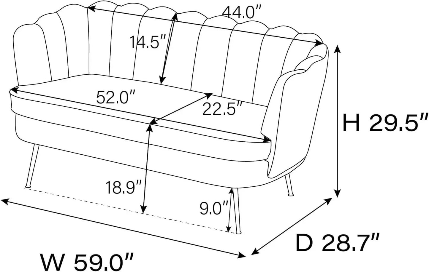 Modern Boucle Loveseat Sofa with Gold Legs for Small Spaces from PriceLows™