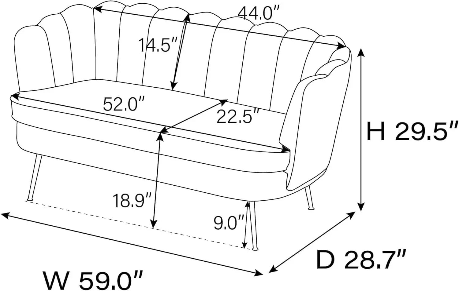 Modern Boucle Loveseat Sofa with Gold Legs for Small Spaces from PriceLows™