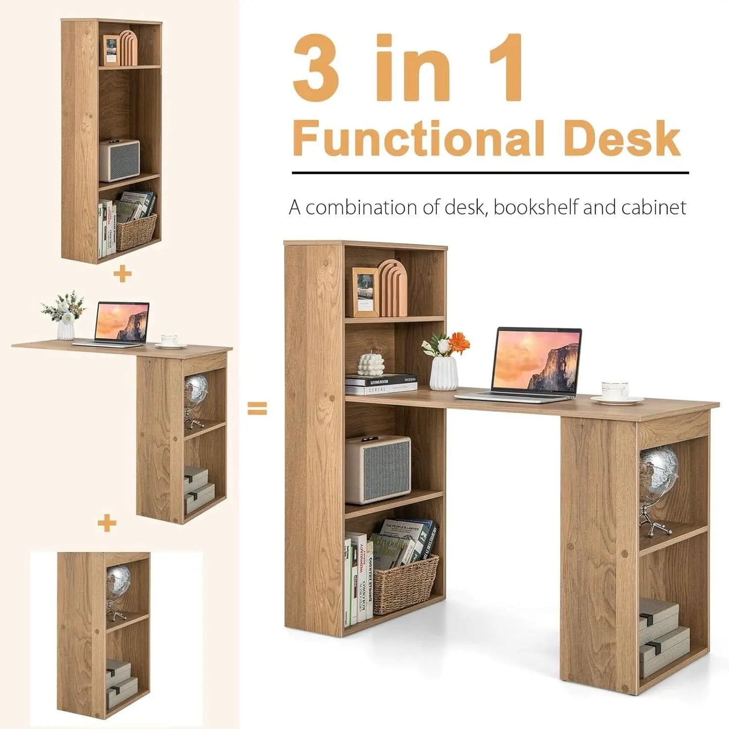 Modern Compact Computer Desk with Storage Shelves and Workstation from PriceLows™