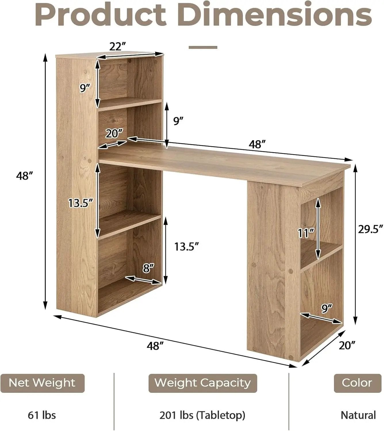 Modern Compact Computer Desk with Storage Shelves and Workstation from PriceLows™