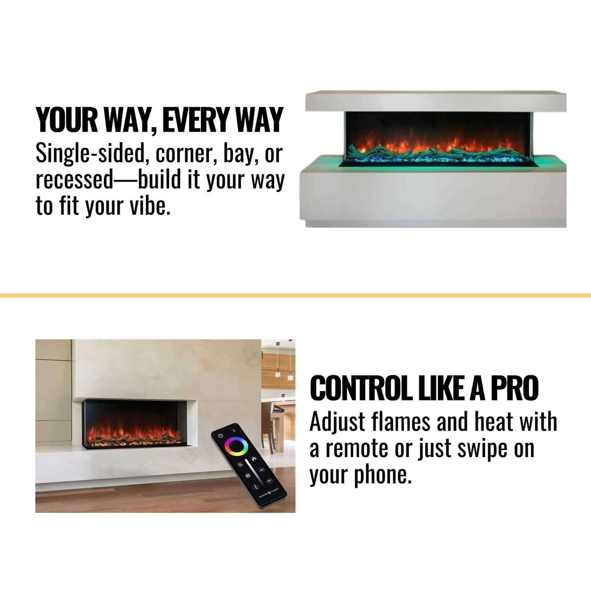 Modern Flames Landscape Pro Multi 44 Inch Linear Multi Sided Built In Electric | 44 Inch | Electric Fireplace | Living Room