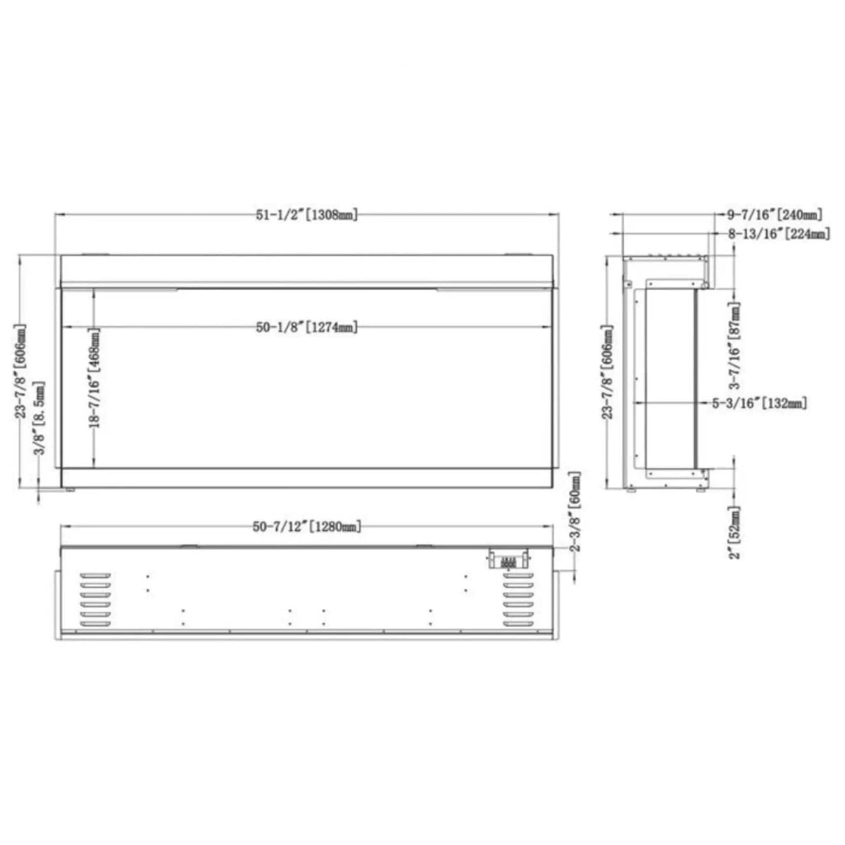 Modern Flames Orion Multi 52-Inch Heliovision Multi-View Electric Fireplace | 52 Inch | Wood | Living Room