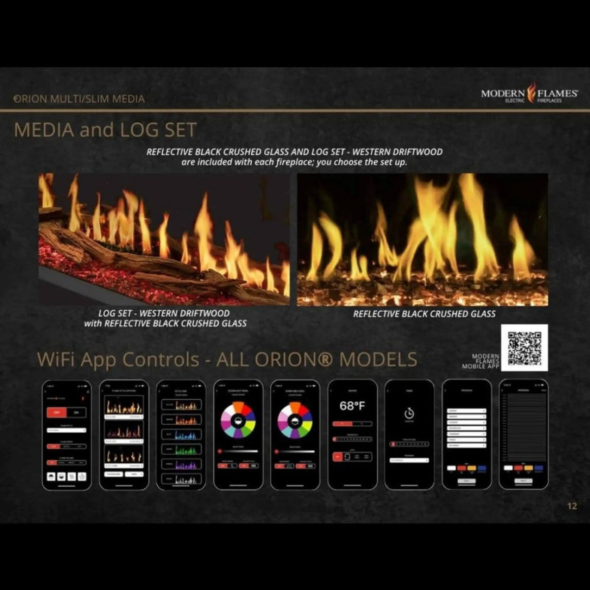 Modern Flames Orion Multi 60-Inch Heliovision Built-In Electric Fireplace | 60 Inch | Wood | Living Room