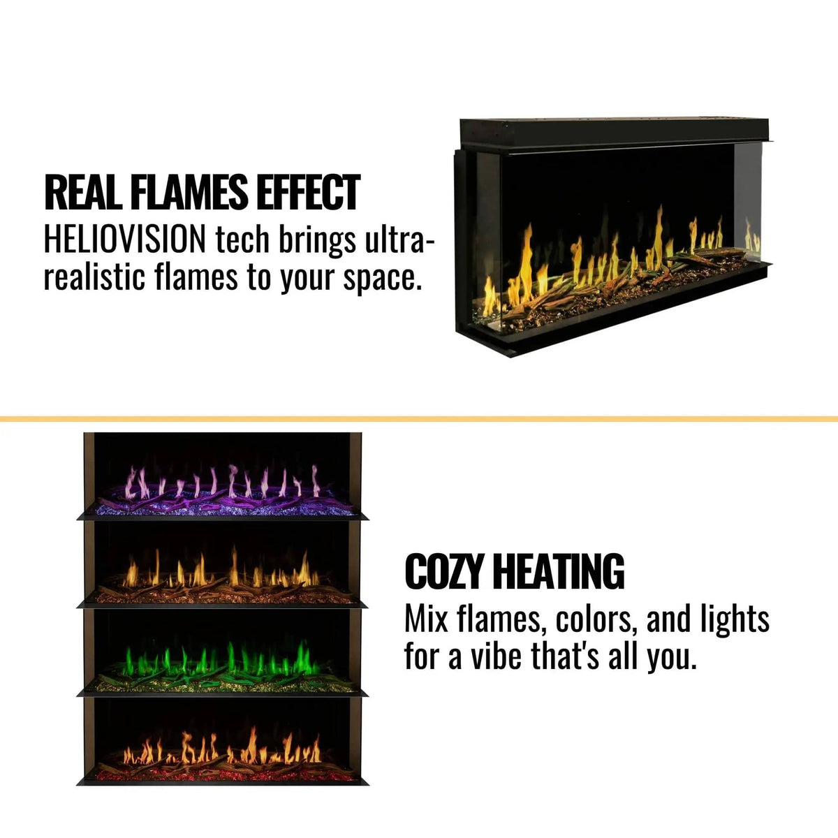Modern Flames Orion Multi 60-Inch Heliovision Built-In Electric Fireplace | 60 Inch | Wood | Living Room