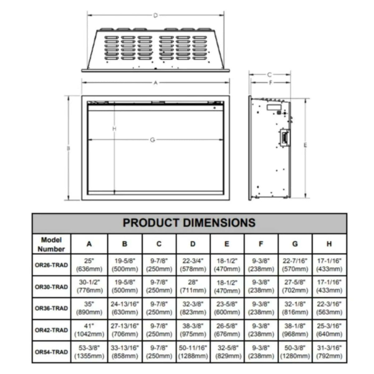 Modern Flames Orion Traditional 42-Inch Heliovision Electric Fireplace | 42 Inch | Ceramic | Living Room