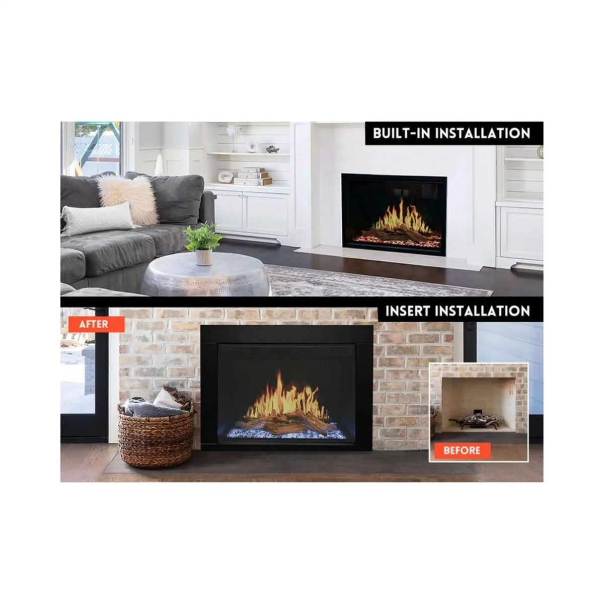 Modern Flames Orion Traditional 42-Inch Heliovision Electric Fireplace | 42 Inch | Ceramic | Living Room