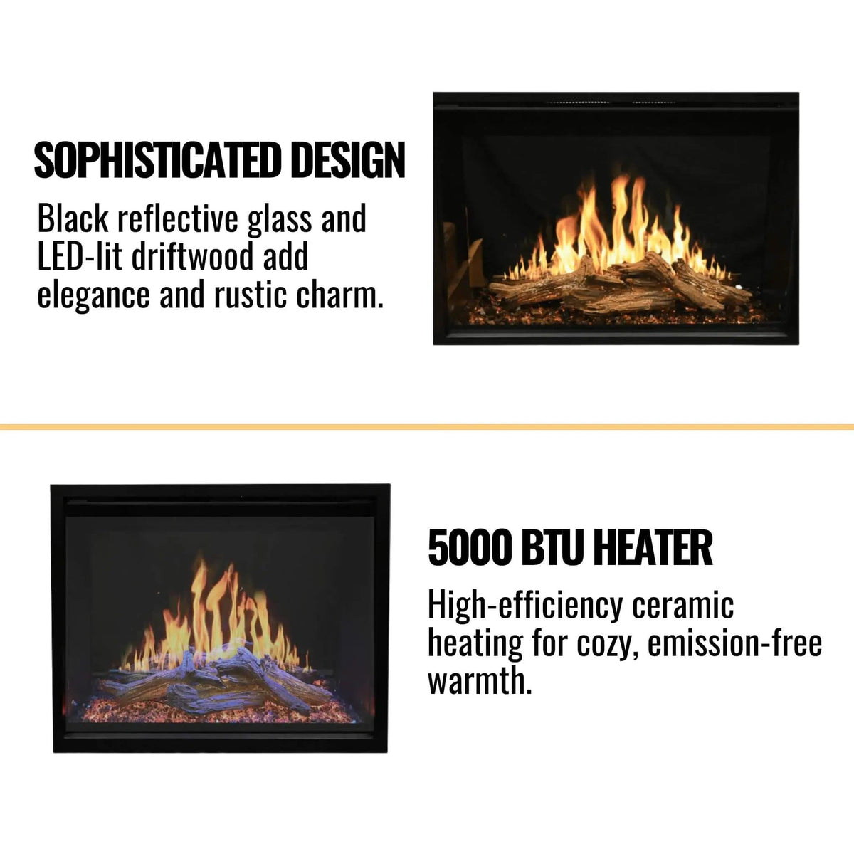 Modern Flames Orion Traditional 42-Inch Heliovision Electric Fireplace | 42 Inch | Ceramic | Living Room