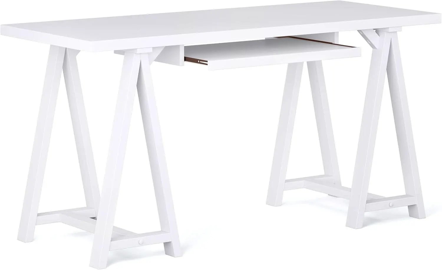Modern Industrial Solid Wood Writing Desk with Keyboard Tray from PriceLows™