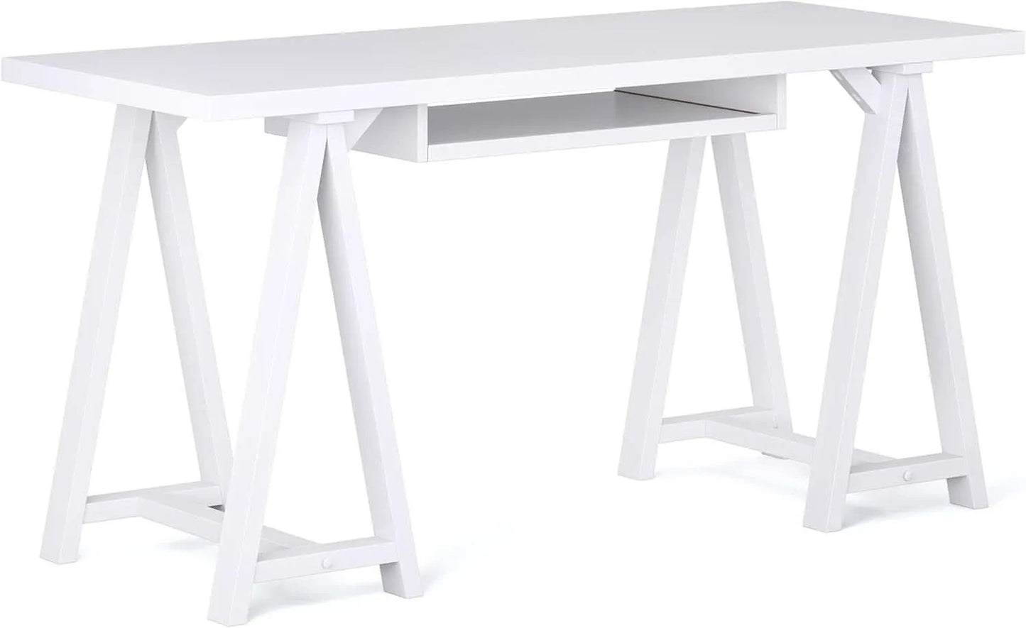 Modern Industrial Solid Wood Writing Desk with Keyboard Tray from PriceLows™