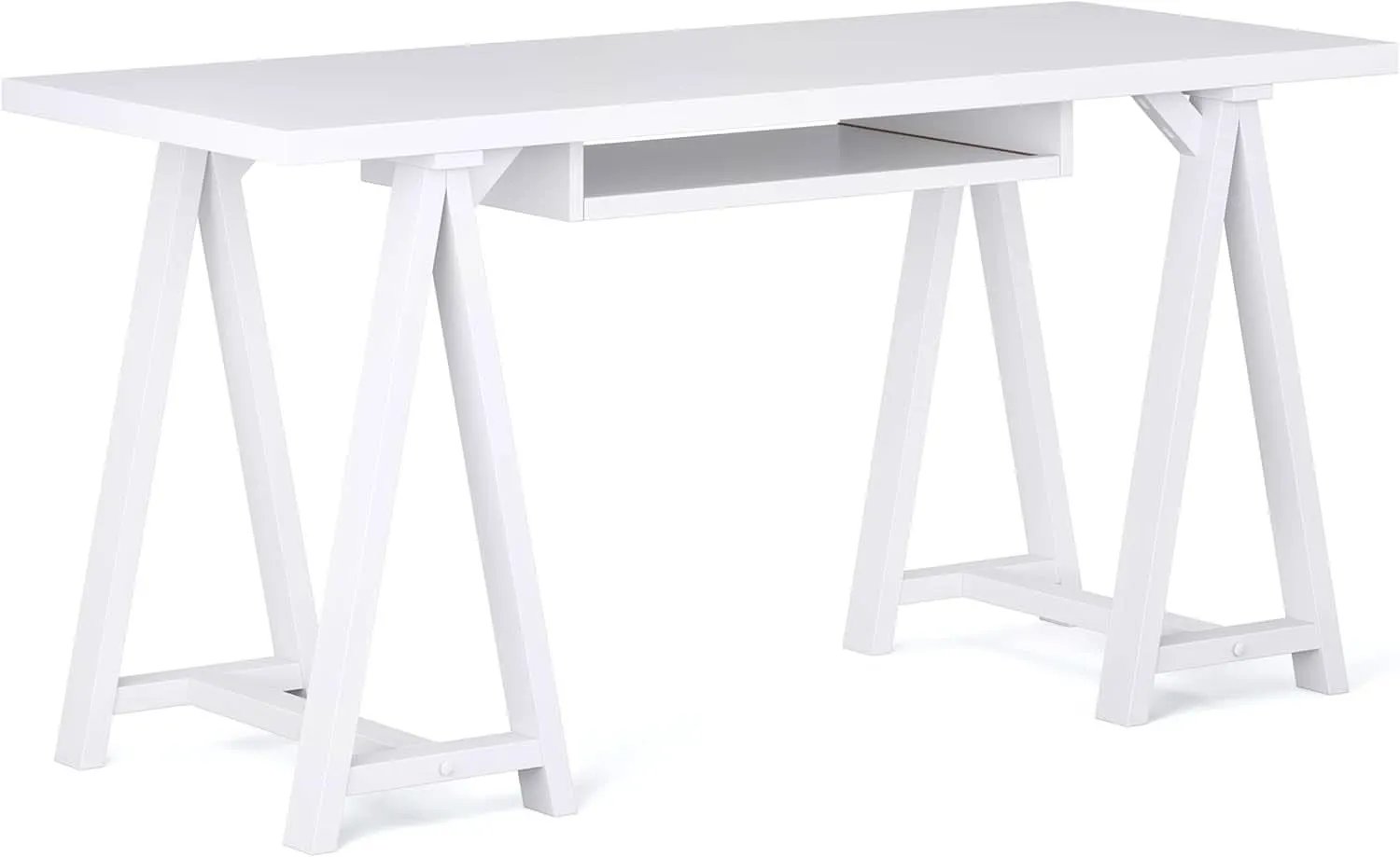 Modern Industrial Solid Wood Writing Desk with Keyboard Tray from PriceLows™