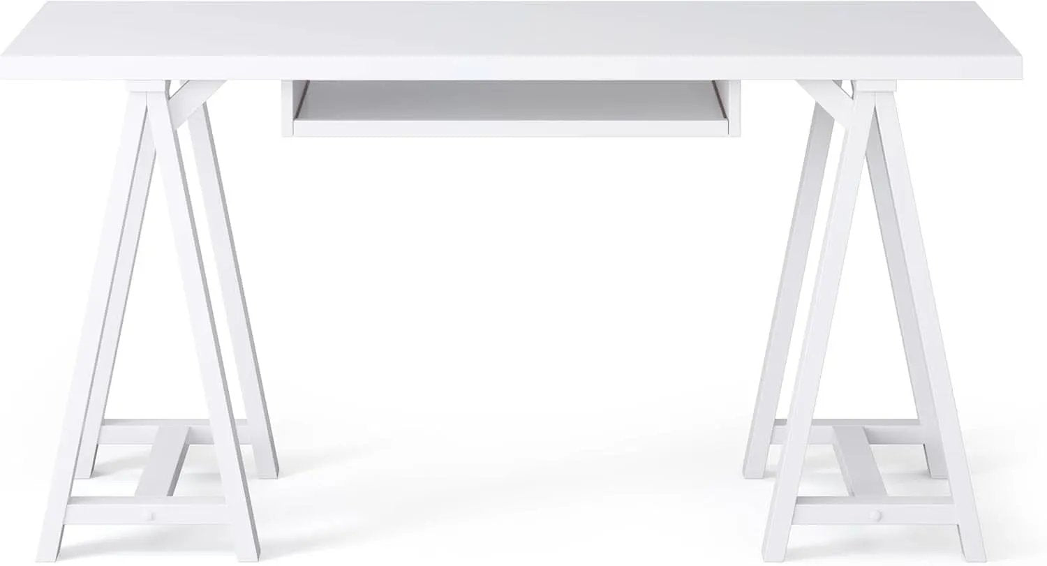 Modern Industrial Solid Wood Writing Desk with Keyboard Tray from PriceLows™