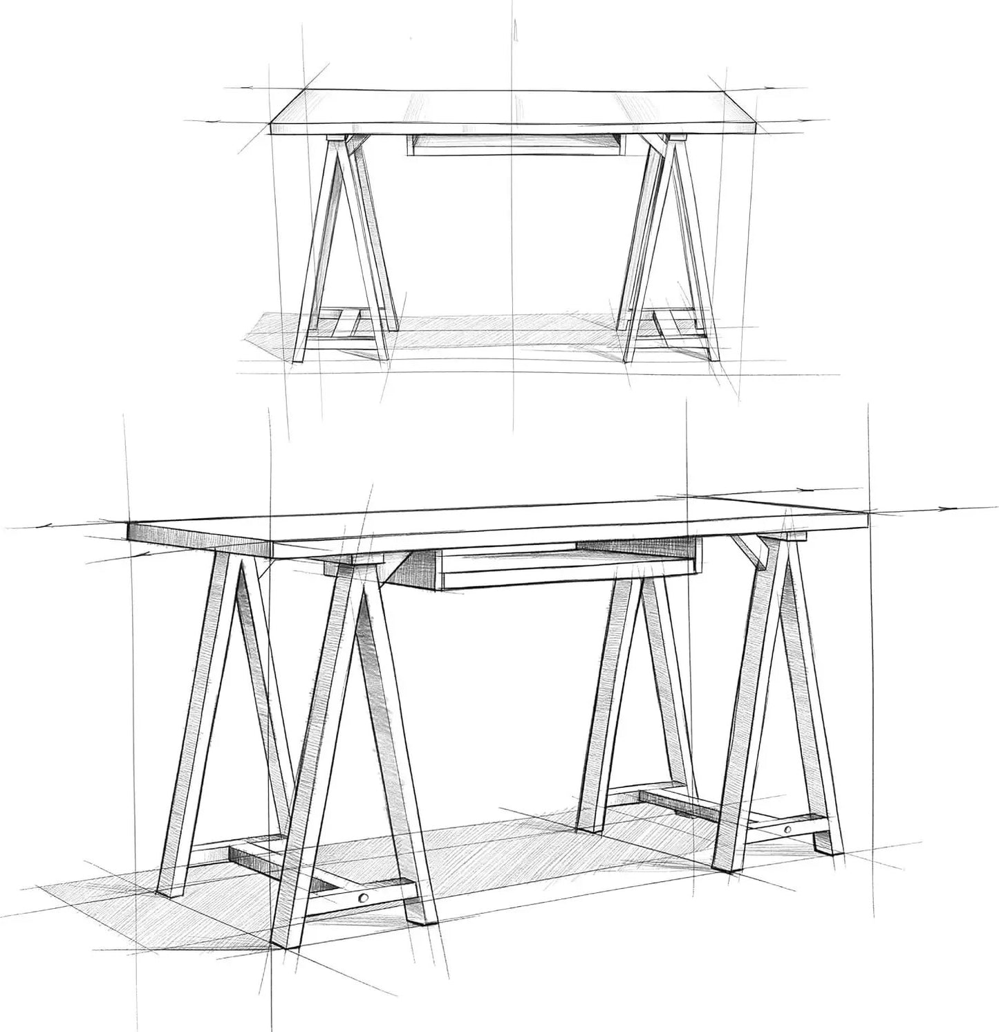 Modern Industrial Solid Wood Writing Desk with Keyboard Tray from PriceLows™