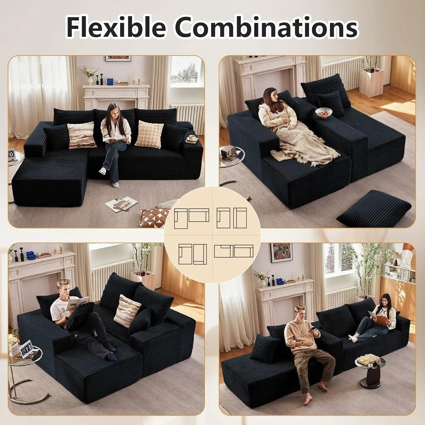Modern L-Shape Cloud Sectional Couch for Living Room from PriceLows™