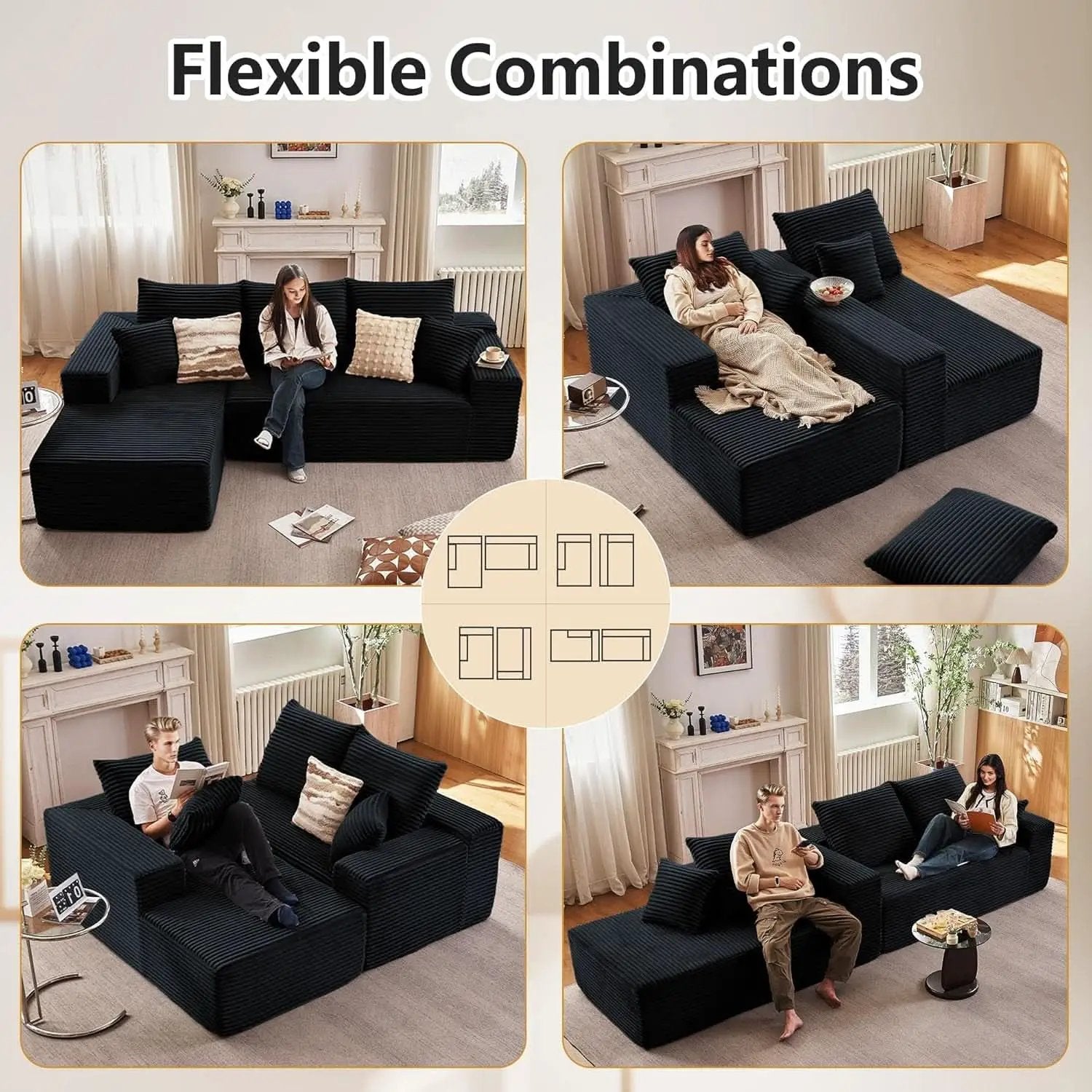Modern L-Shape Cloud Sectional Couch for Living Room from PriceLows™