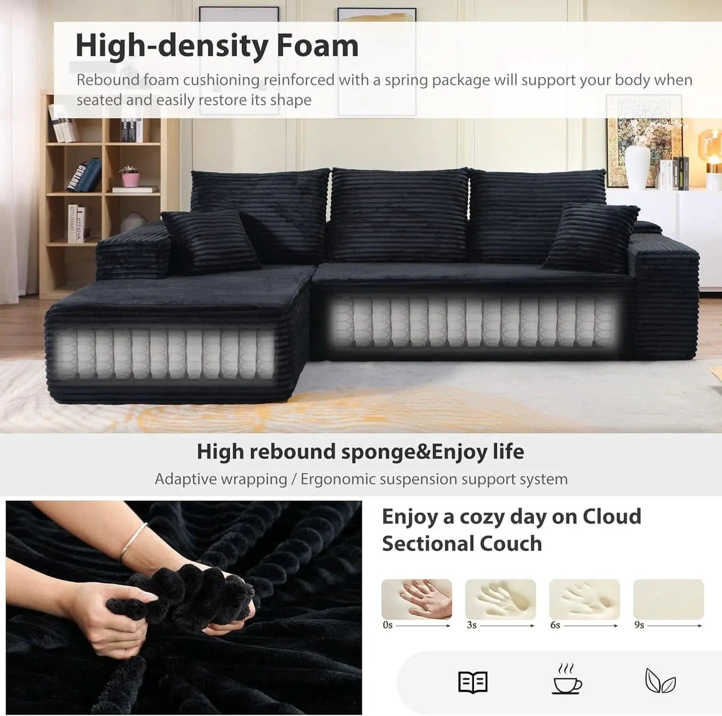 Modern L-Shape Cloud Sectional Couch for Living Room from PriceLows™