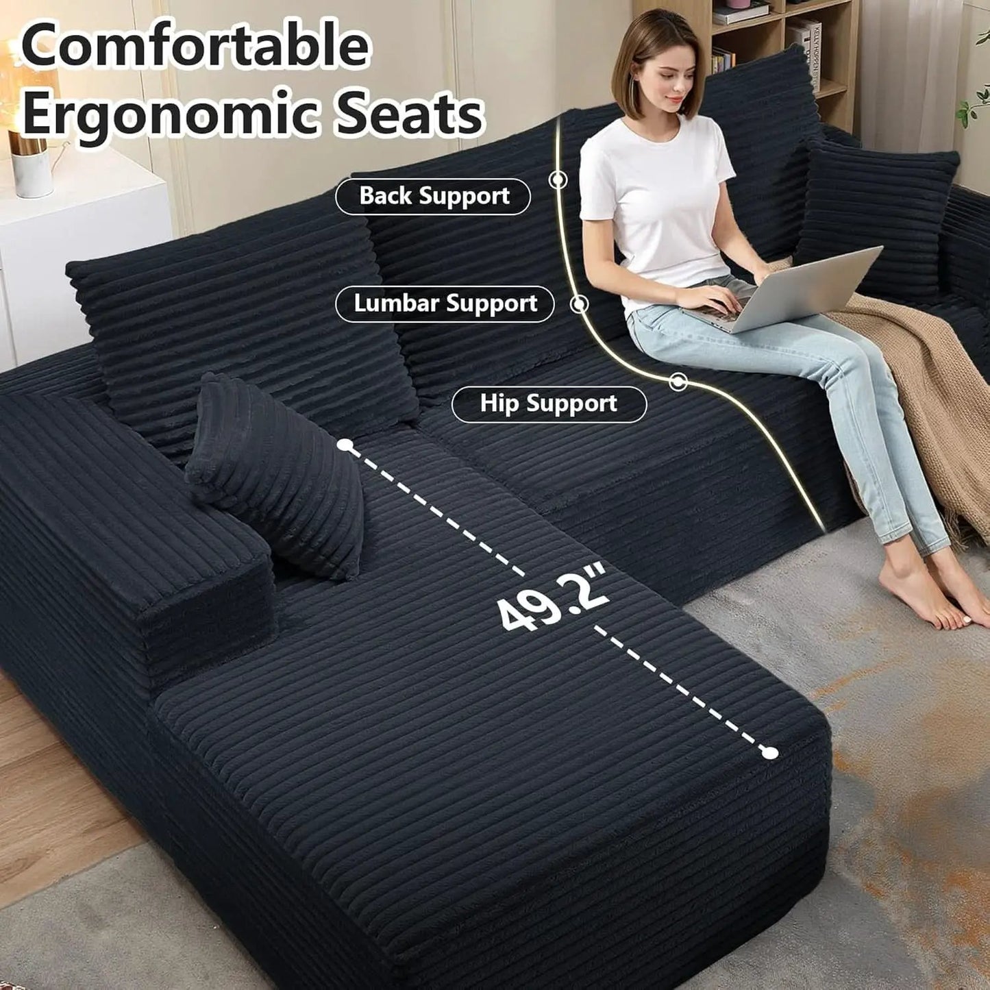 Modern L-Shape Cloud Sectional Couch for Living Room from PriceLows™