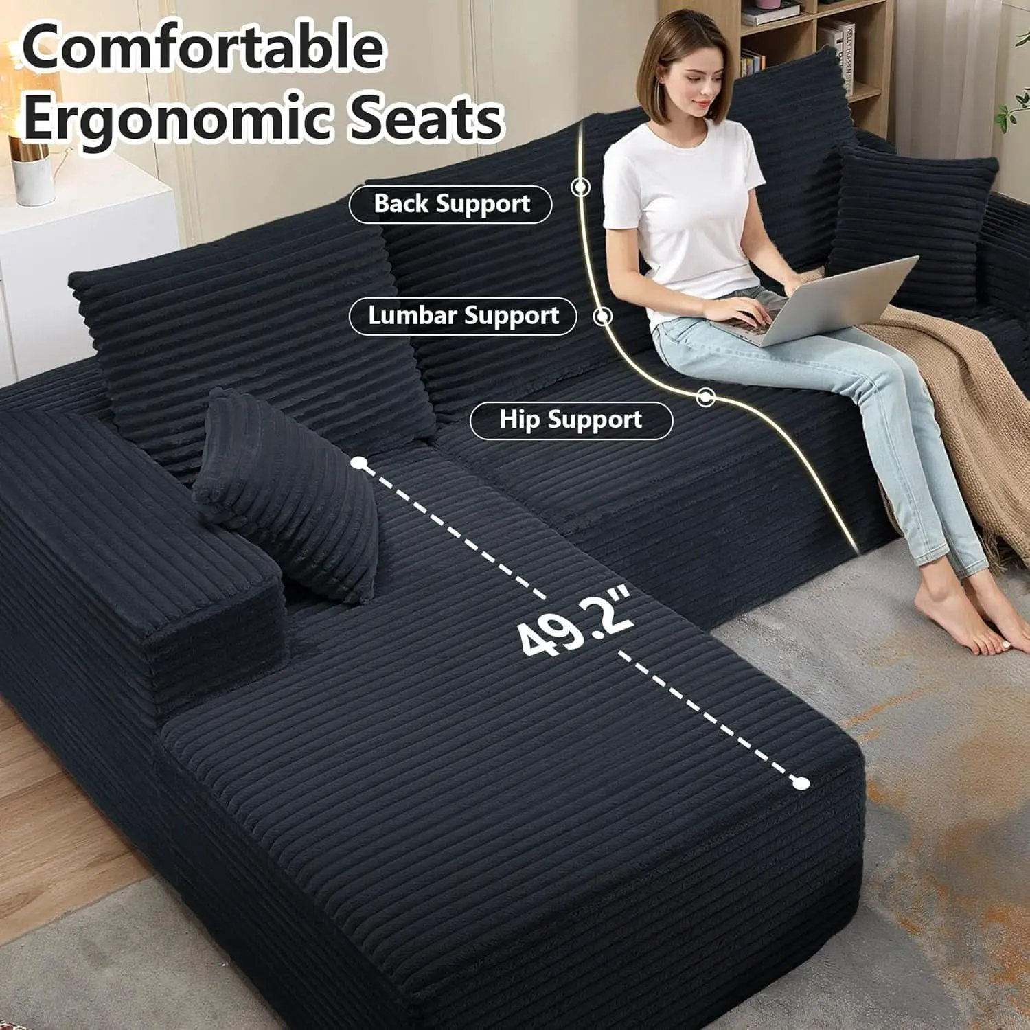Modern L-Shape Cloud Sectional Couch for Living Room from PriceLows™