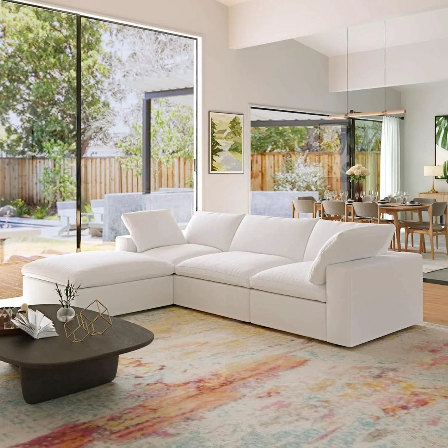 Modern L Shape Cloud Sofa Comfortable Convertible Sectional Couch from PriceLows™