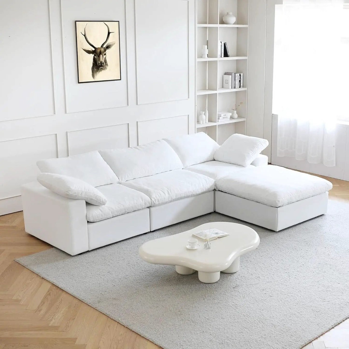 Modern L Shape Cloud Sofa Comfortable Convertible Sectional Couch from PriceLows™