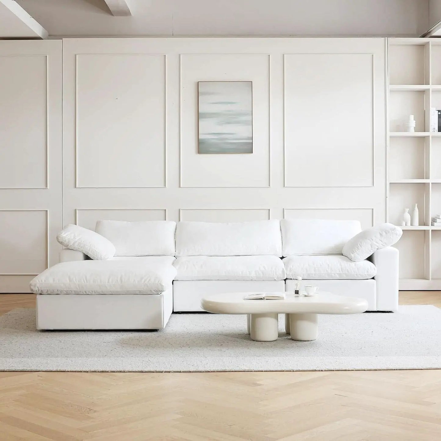 Modern L Shape Cloud Sofa Comfortable Convertible Sectional Couch from PriceLows™