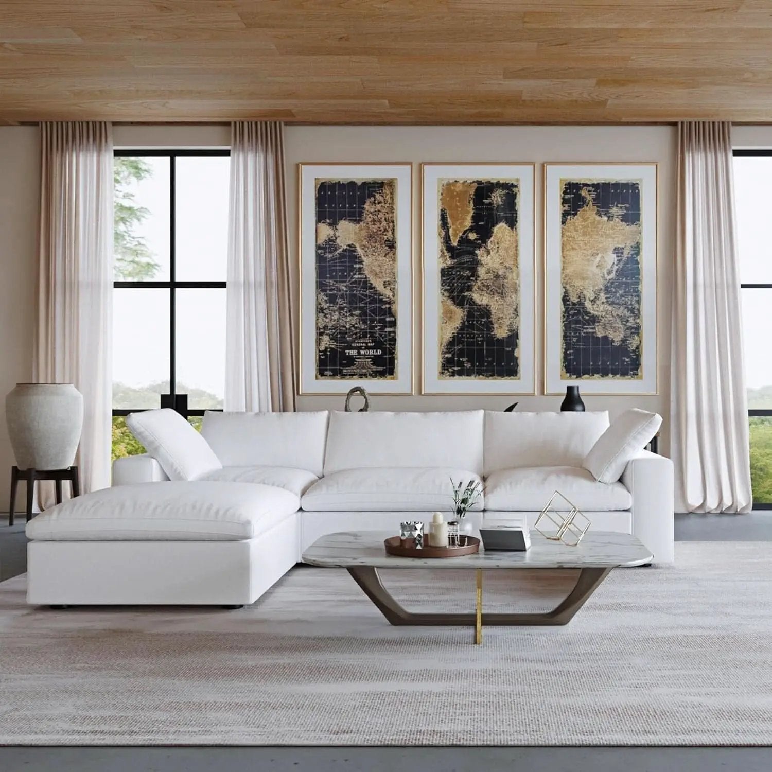 Modern L Shape Cloud Sofa Comfortable Convertible Sectional Couch from PriceLows™