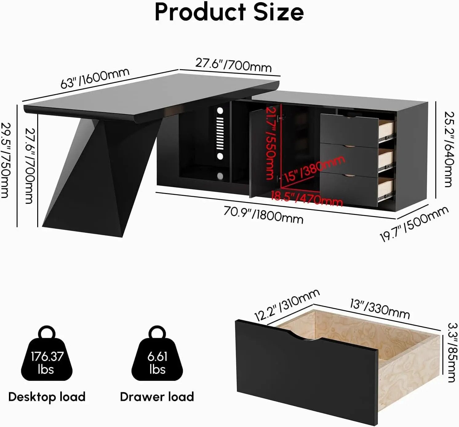 Modern L Shape Executive Desk With Drawers And Cabinet from PriceLows™