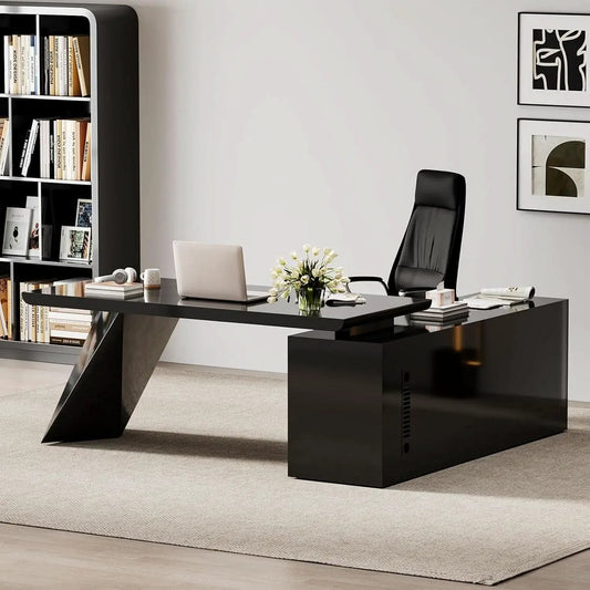 Modern L Shape Executive Desk With Drawers And Cabinet from PriceLows™