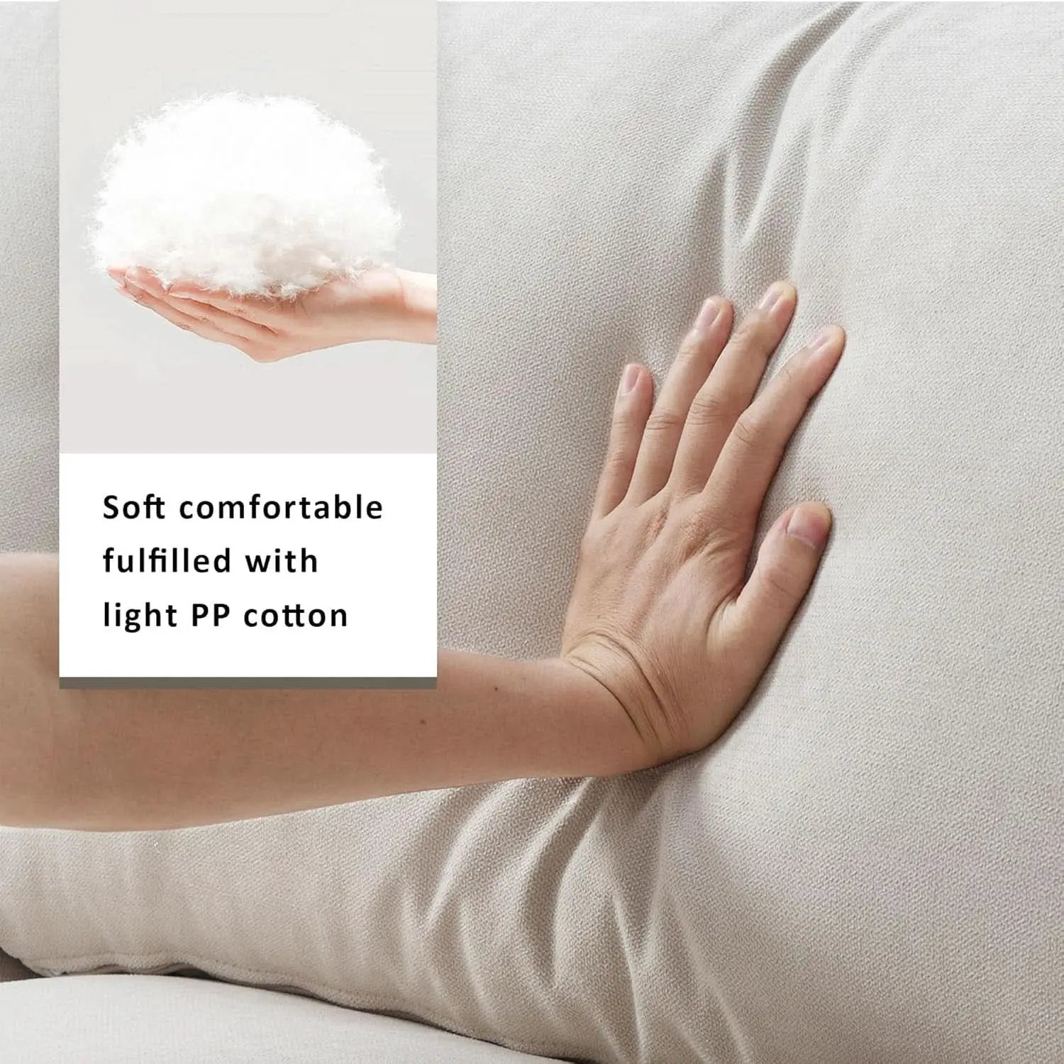 Modern L Shaped Beige Cloud Sofa With Convertible Ottoman from PriceLows™