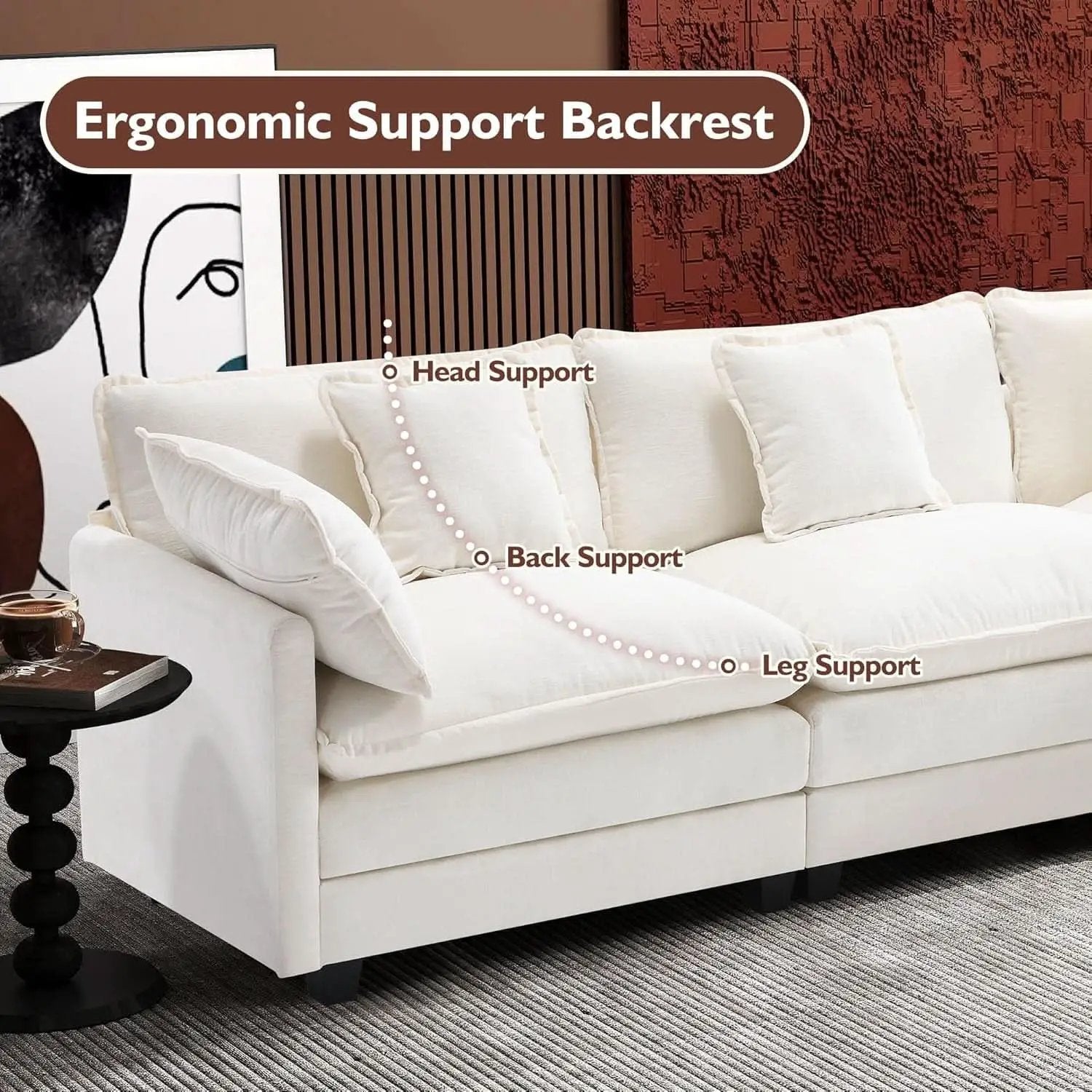 Modern L Shaped Cloud Sofa with Ottoman for Comfort from PriceLows™