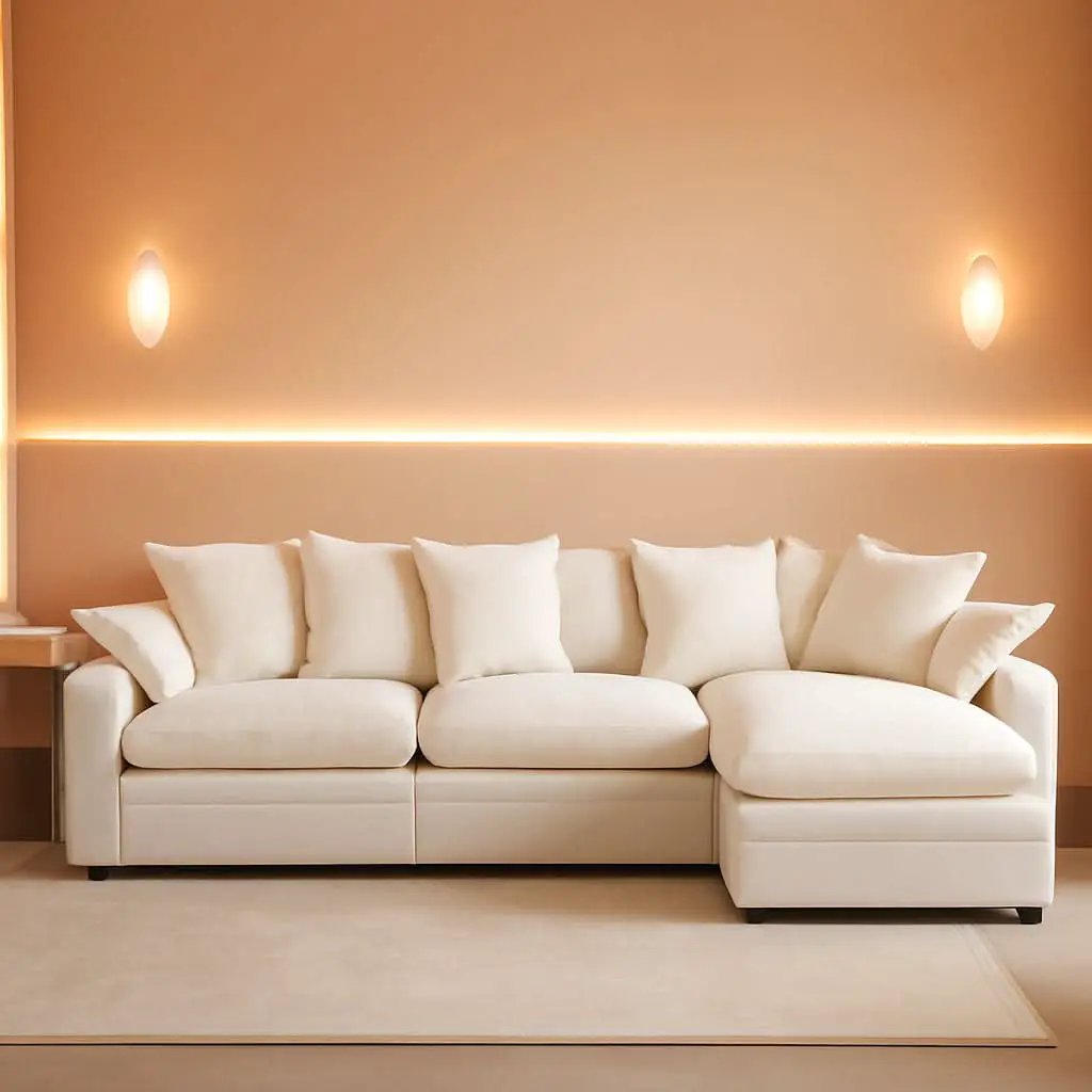 Modern L Shaped Cloud Sofa with Ottoman for Comfort from PriceLows™