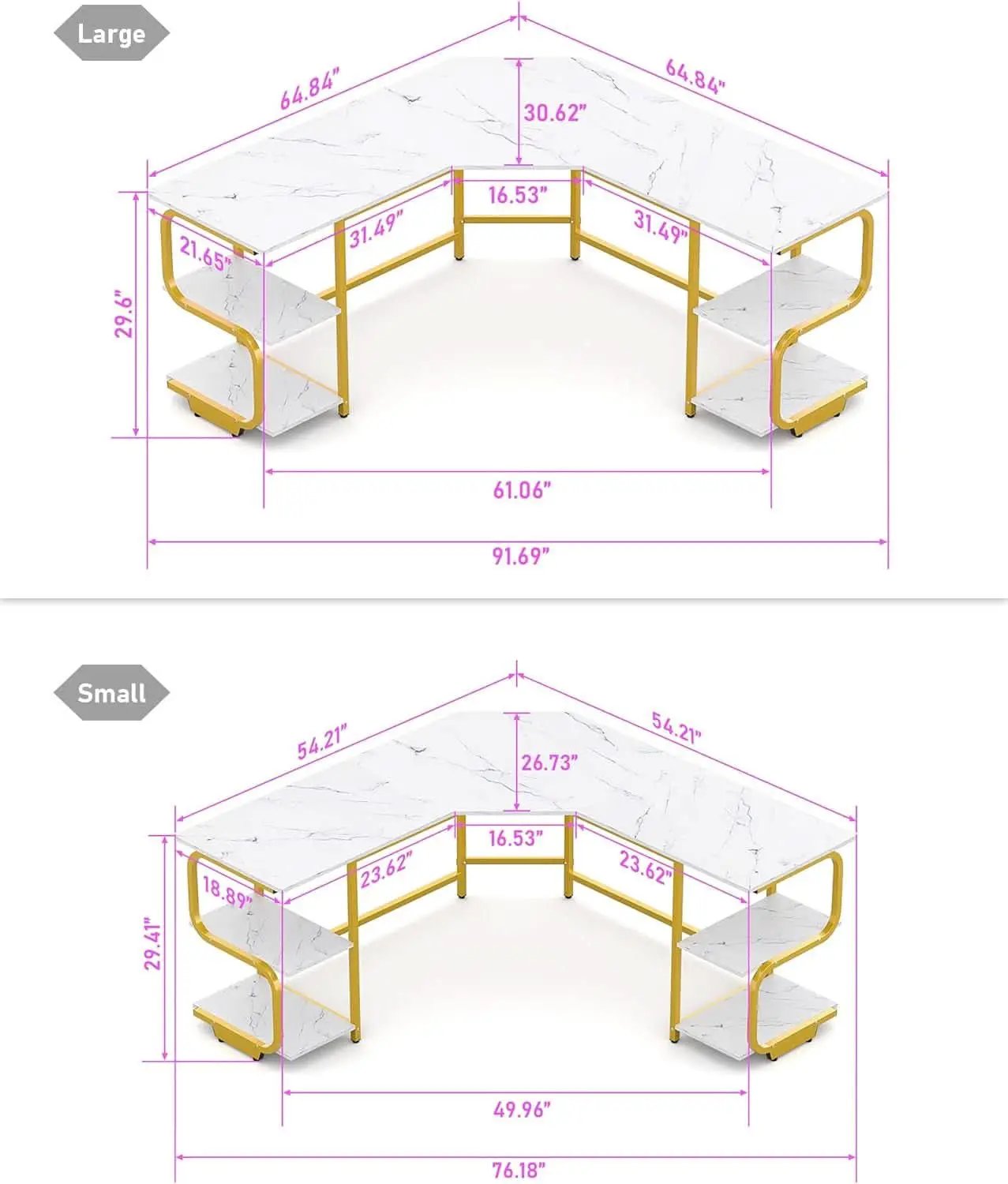 Modern L Shaped Desk with Large Shelves for Office from PriceLows™