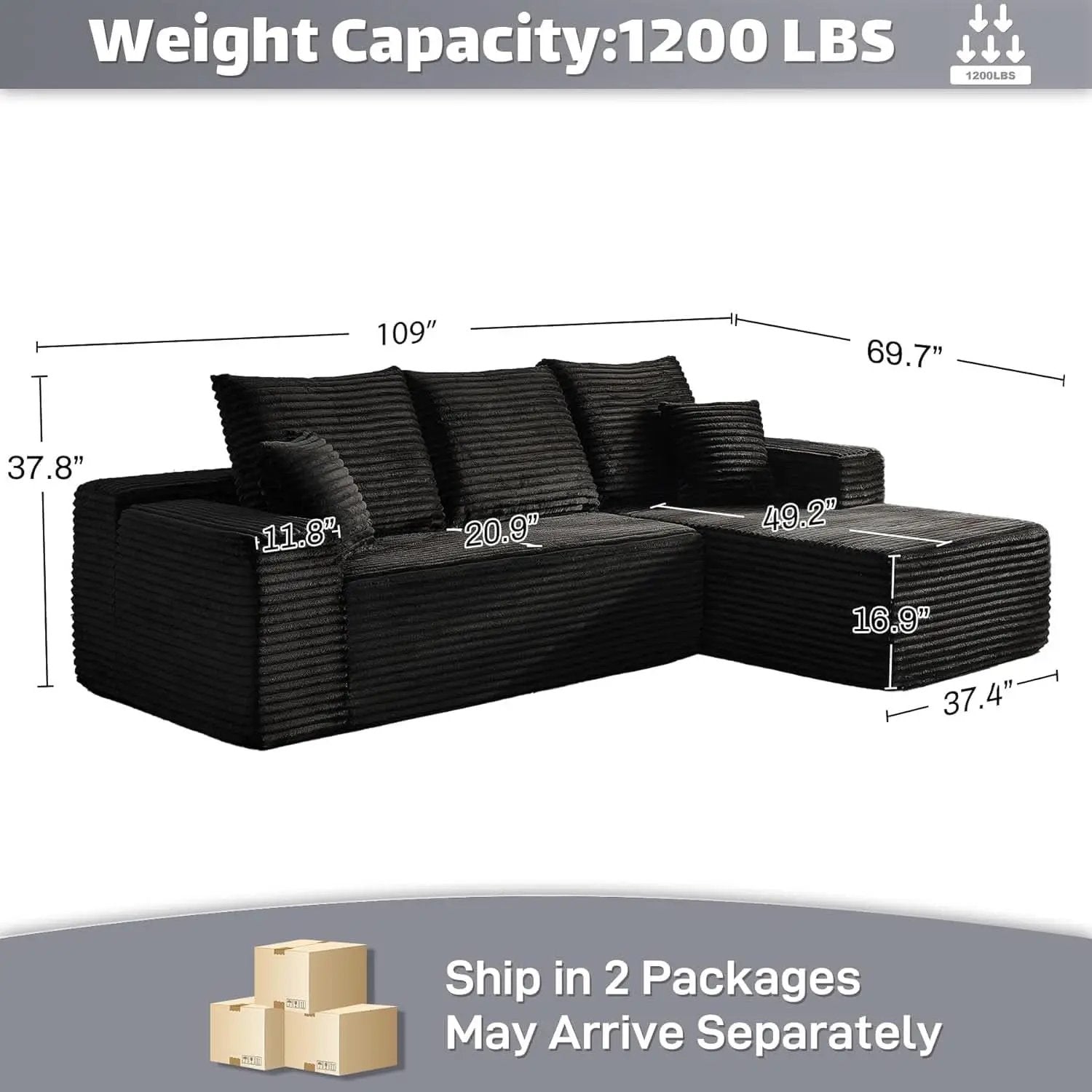Modern Modular L Shaped Sectional Sofa for Living Room from PriceLows™