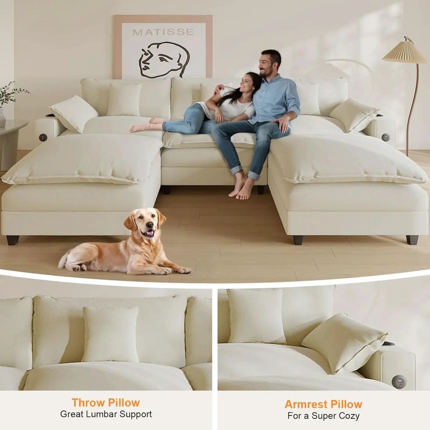 Modern Modular Sectional Sofa with Ottoman and Pillows from PriceLows™