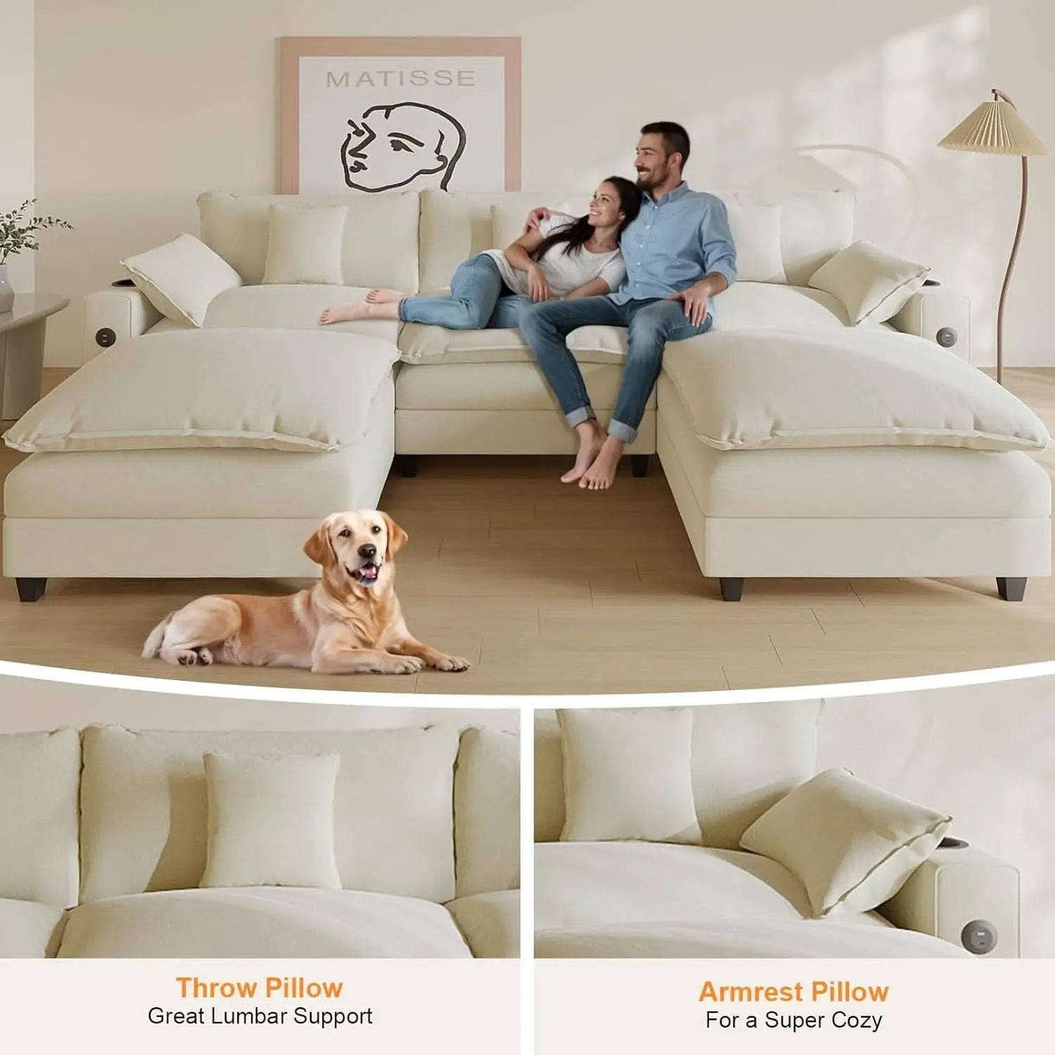 Modern Modular Sectional Sofa with Ottoman and Pillows from PriceLows™