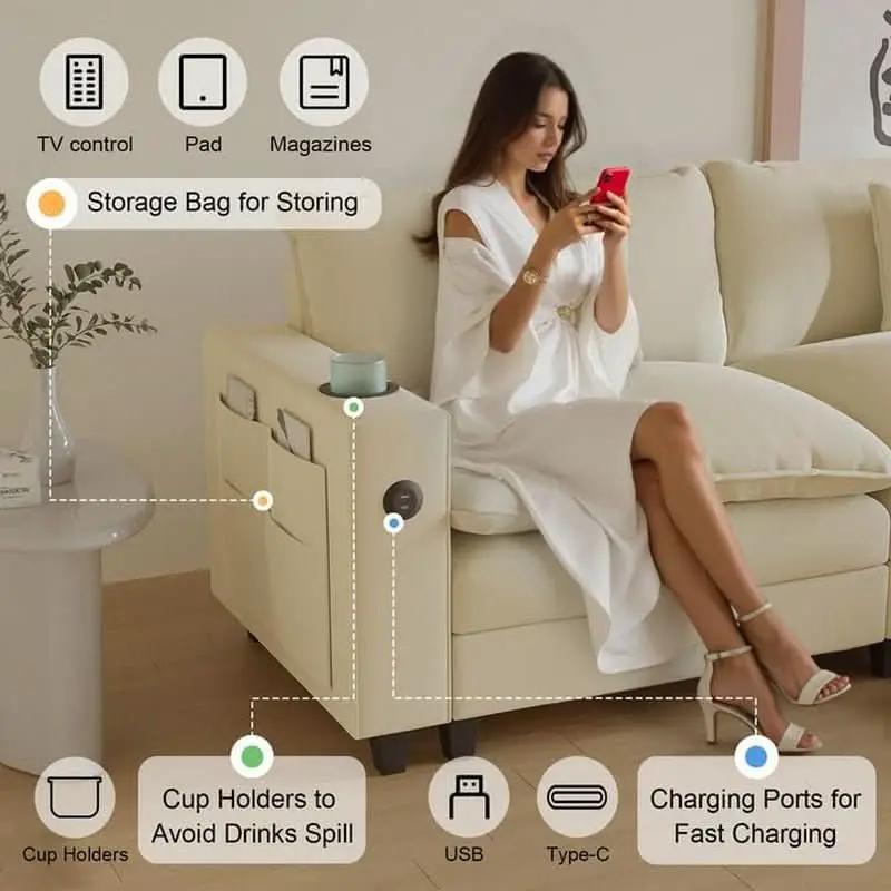 Modern Modular Sectional Sofa with Ottoman and Pillows from PriceLows™