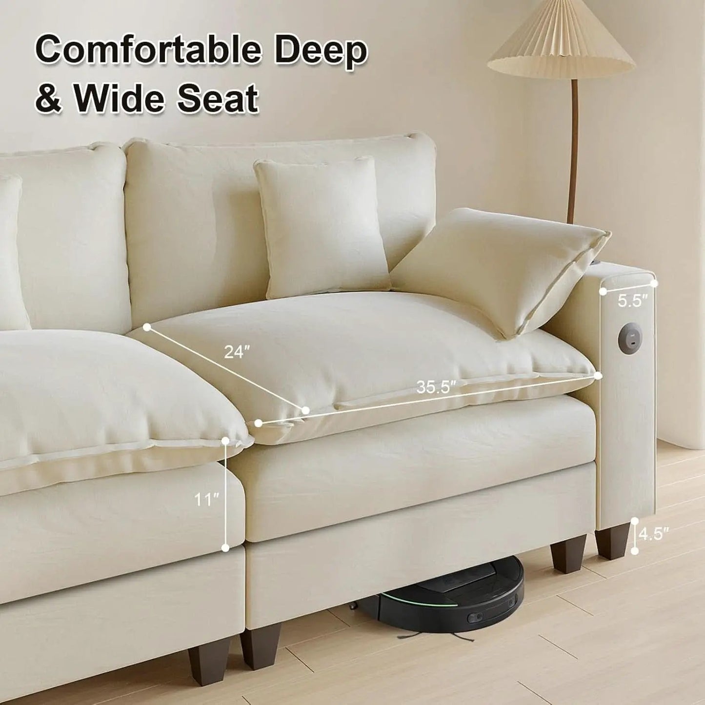 Modern Modular Sectional Sofa with Ottoman and Pillows from PriceLows™