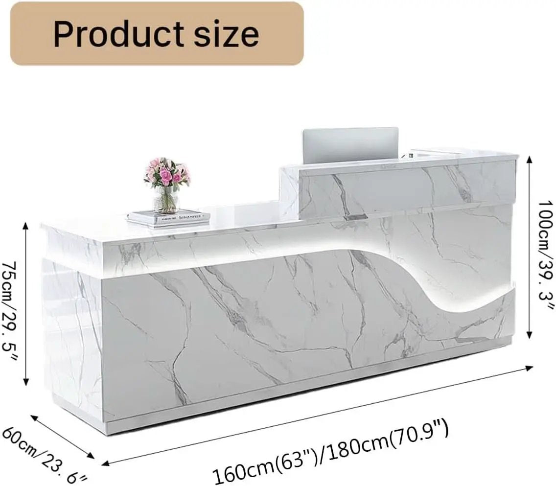 Modern Reception Desk with Locking Drawers and LED Light from PriceLows™