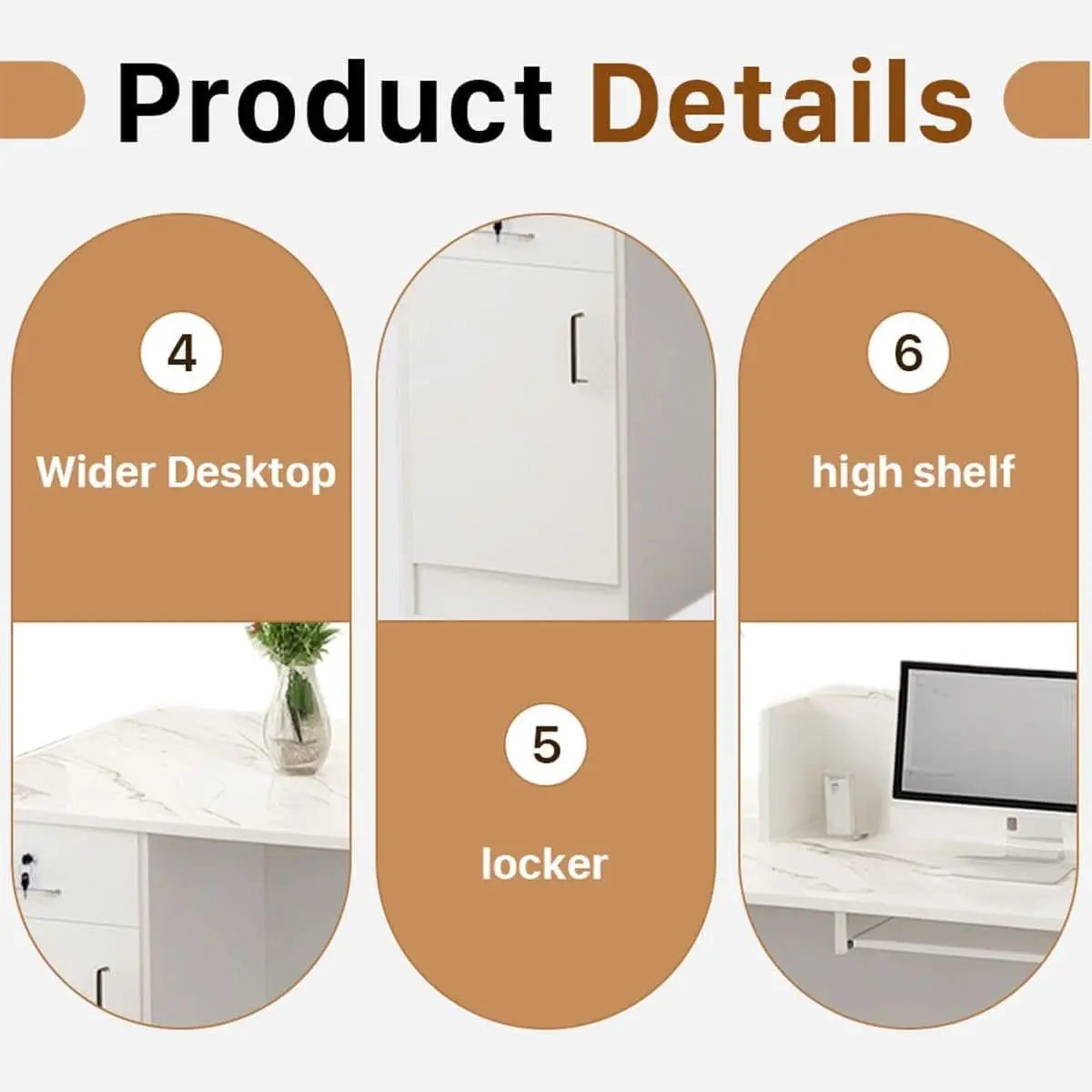 Modern Reception Desk with Locking Drawers and LED Light from PriceLows™