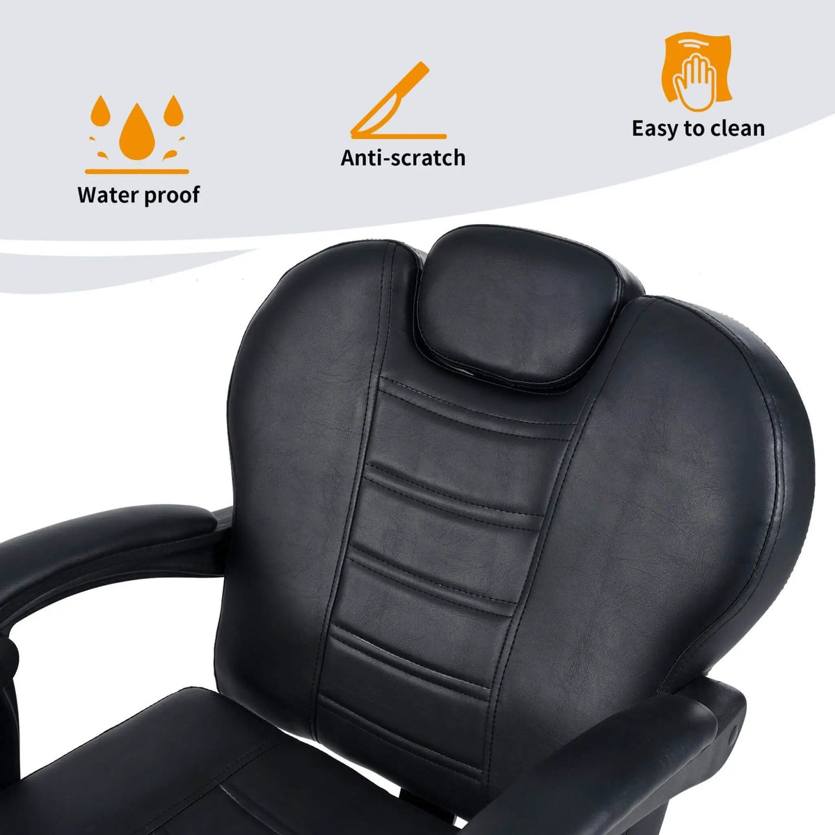 Reclining Barber Chair | Hydraulic Pump | 22.5 Inch Chrome Round Base | Adjustable Headrest