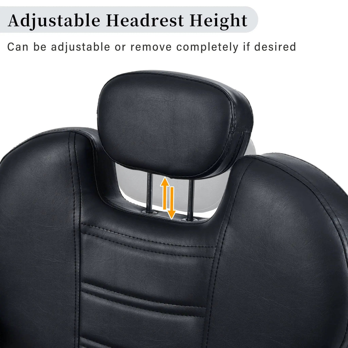 Reclining Barber Chair | Hydraulic Pump | 22.5 Inch Chrome Round Base | Adjustable Headrest