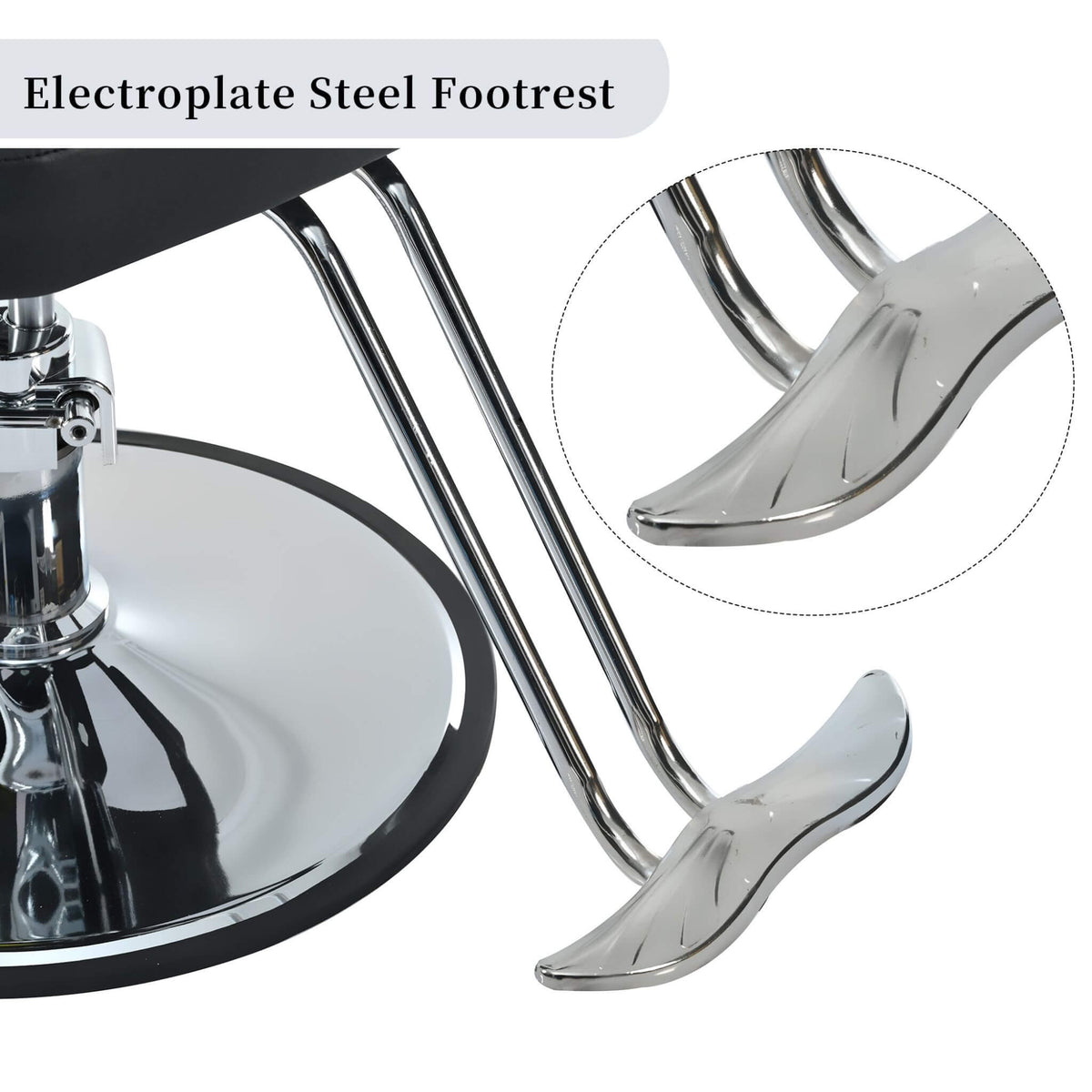 Reclining Barber Chair | Hydraulic Pump | 22.5 Inch Chrome Round Base | Adjustable Headrest