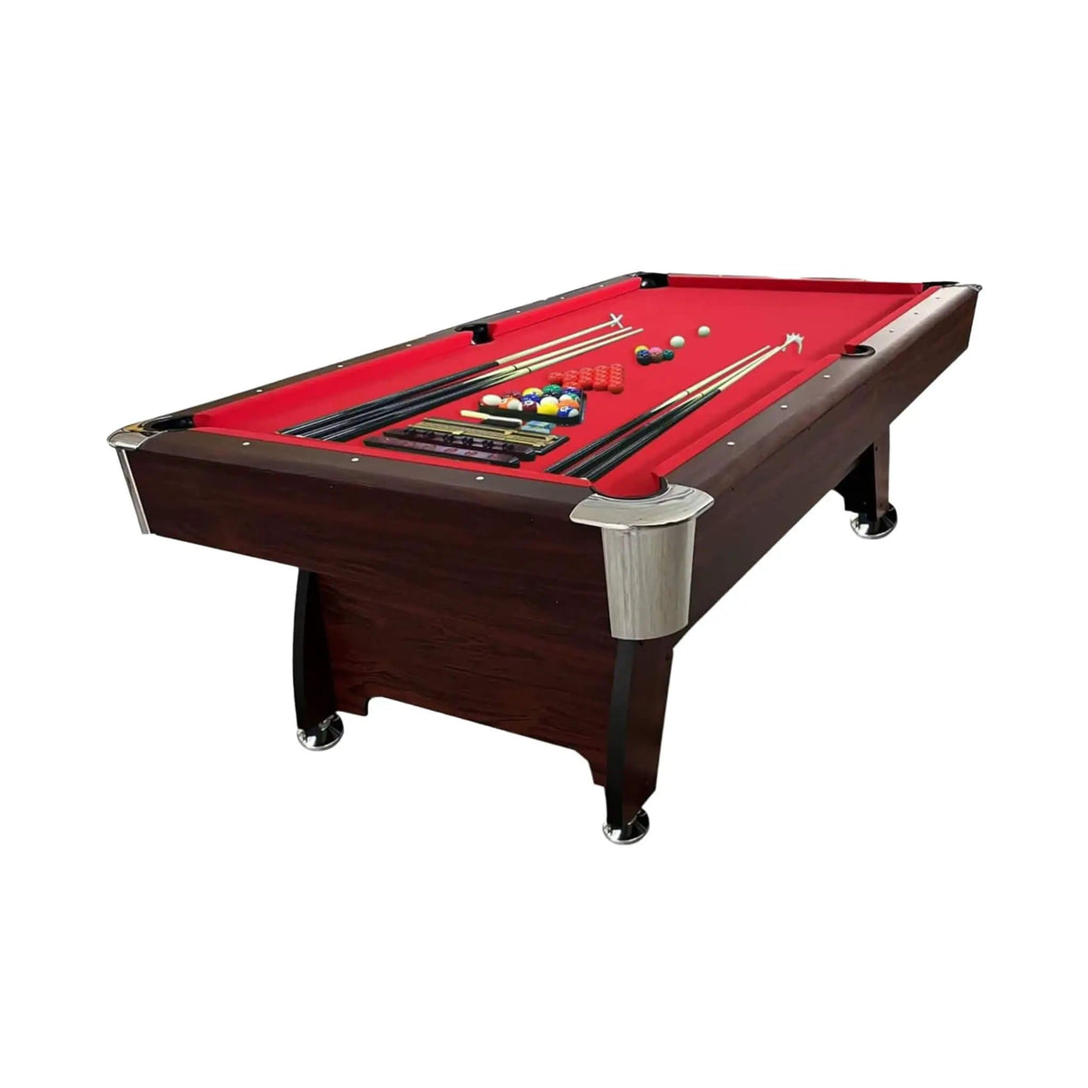 8FT Modern Red Felt Billiard Pool Table With Automatic Ball Return And Accessories | 8 ft | Game Table | Home
