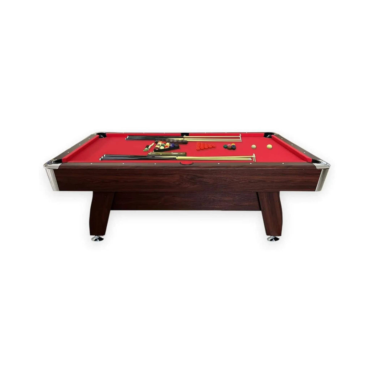 8FT Modern Red Felt Billiard Pool Table With Automatic Ball Return And Accessories | 8 ft | Game Table | Home