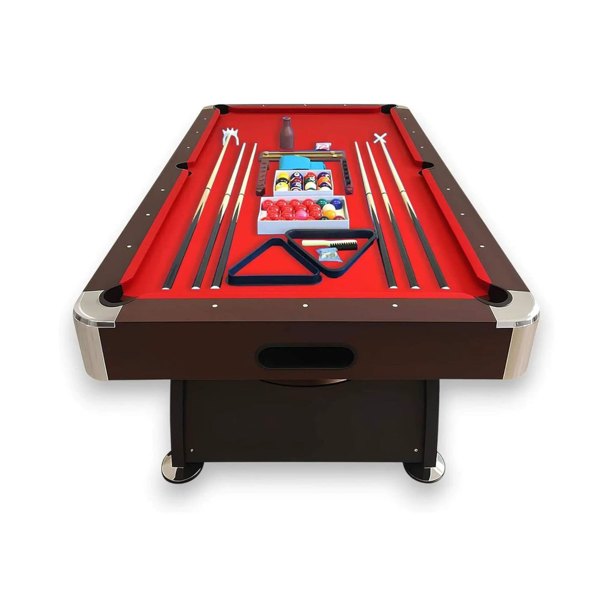 8FT Modern Red Felt Billiard Pool Table With Automatic Ball Return And Accessories | 8 ft | Game Table | Home