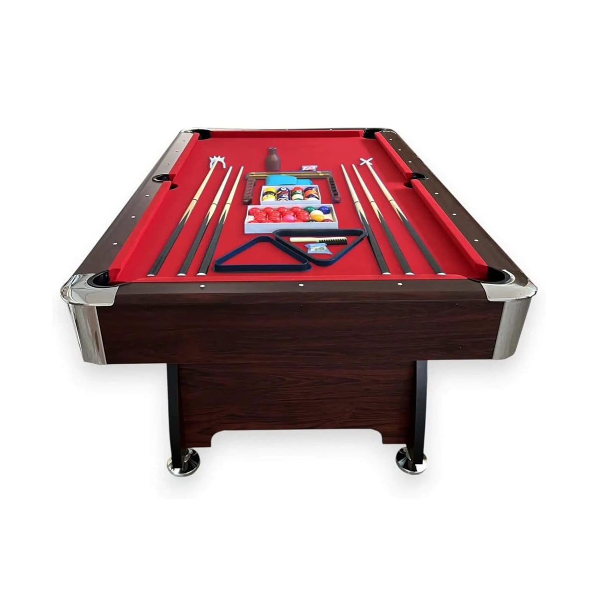 8FT Modern Red Felt Billiard Pool Table With Automatic Ball Return And Accessories | 8 ft | Game Table | Home