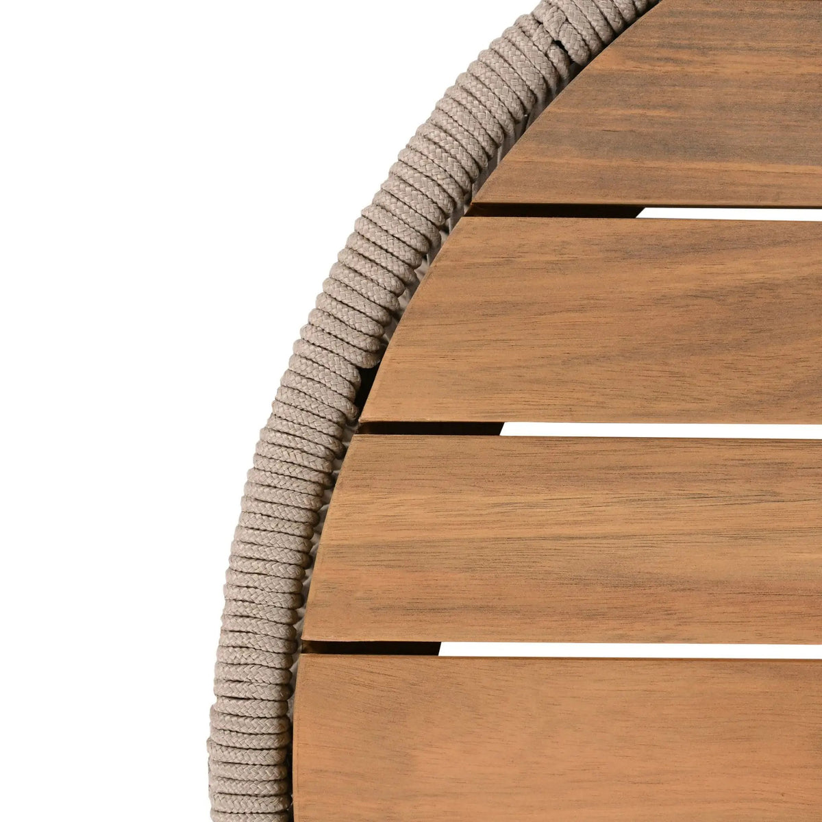 Outdoor Coffee Table And Side Table Set | Modern Rustic Style | Woven Rope Design | Acacia Wood And Iron